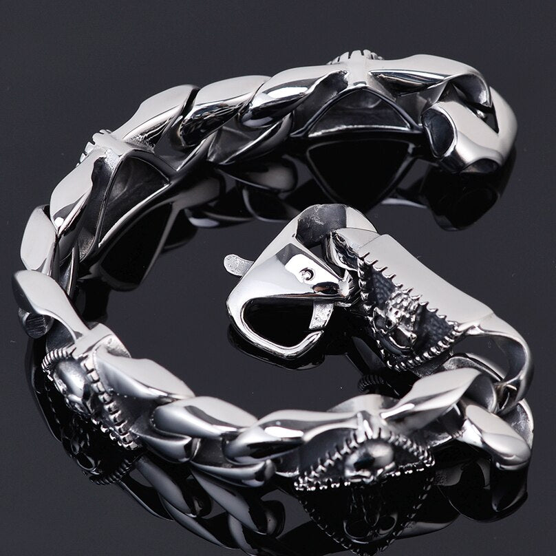 23CM Long Skull Head Men Bracelet