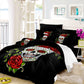 New Sugar Skull Bedding Set Rose Floral Duvet Cover Set Polyester Bedding Bedroom