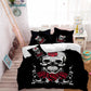 Girls Sugar Skull Bedding Set Red Rose Flowers Print Duvet Cover