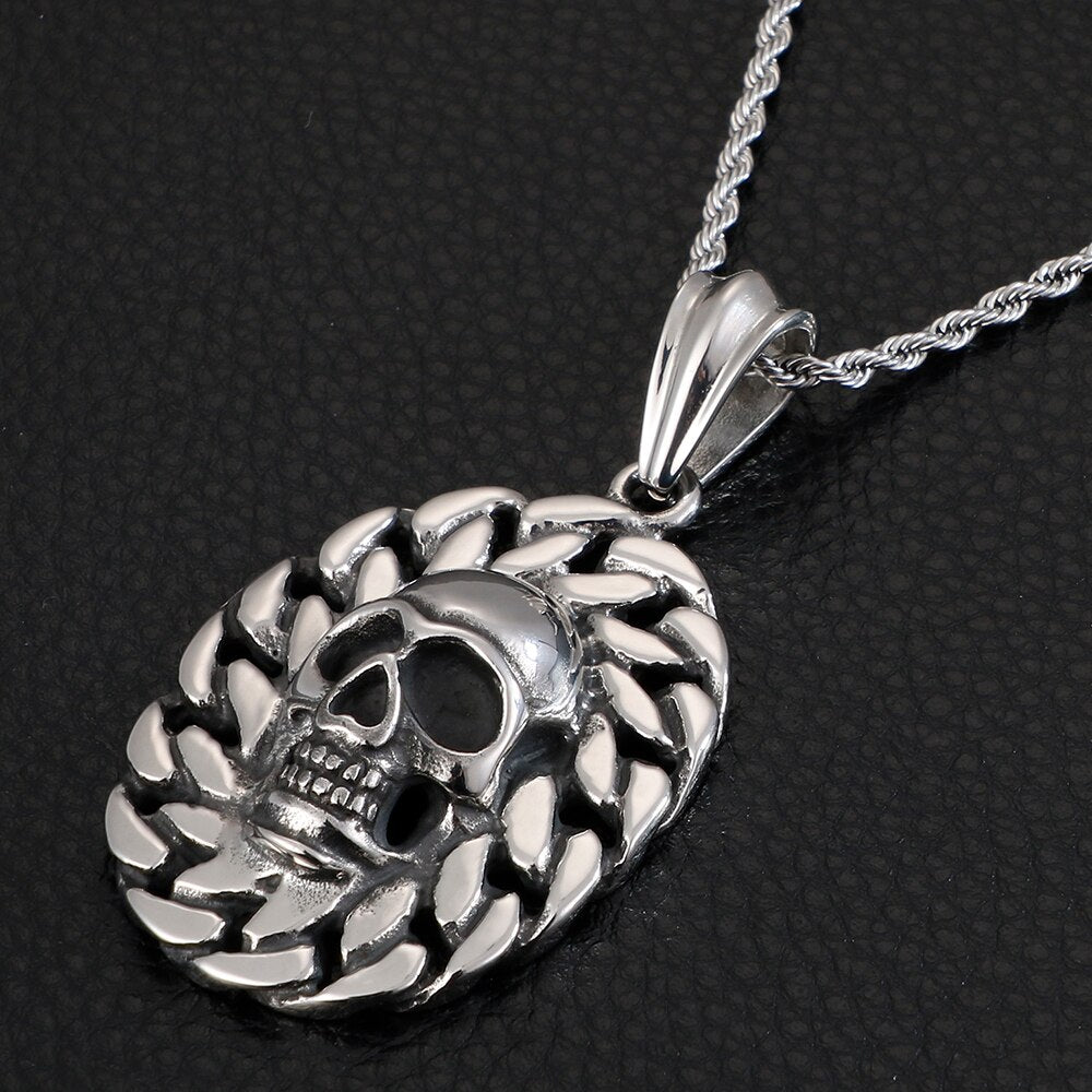 Gothic Mens Necklaces Solid Stainless Steel Skull Pendants