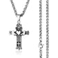 Male Stainless Steel Link Chain Round Circle Cross Pendant Necklace