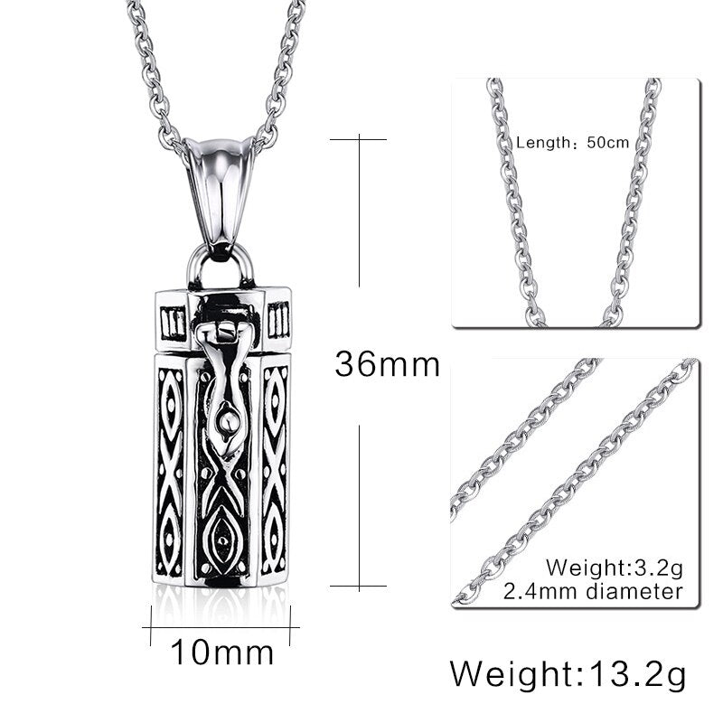 Men Necklaces Tubular Openable Remembrance Jewelry Stainless Steel