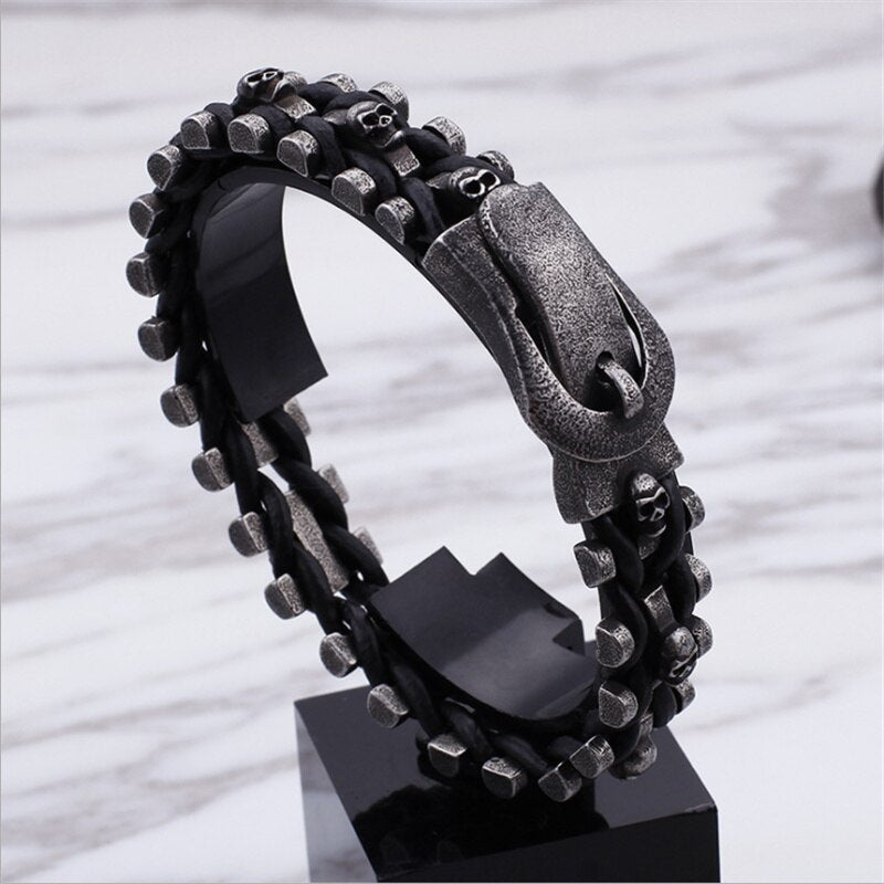 New Men Bracelet Vintage Skull Skeleton Charm Link Chain Brecelet