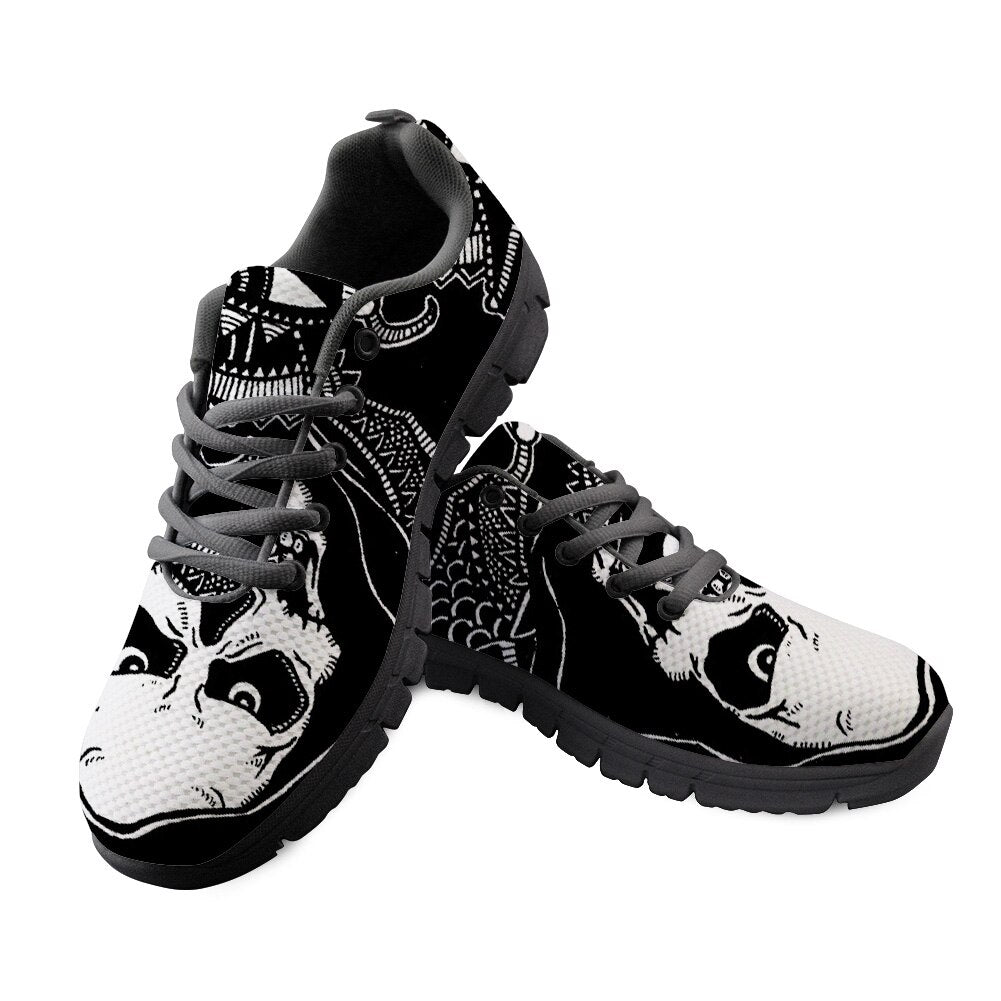 Skull Sneakers Black 3D Butterfly Pattern Casual Women Sneakers Flats Ladies Shoes