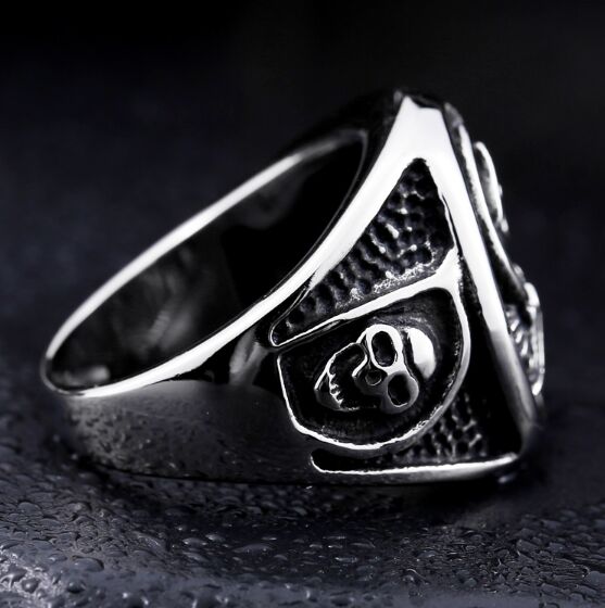 Skull Ring 316L Stainless Steel Mens Biker Ring