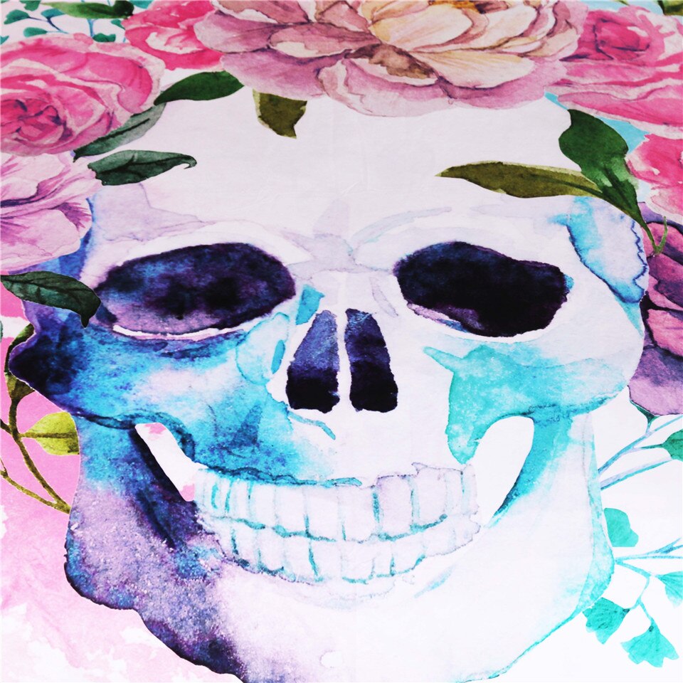 BeddingOutlet Sugar Skull Bedding Set Floral Roses Duvet Cover