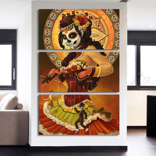 HD printed 3 piece canvas art Day of the Dead Face painting wall pictures for living room modern