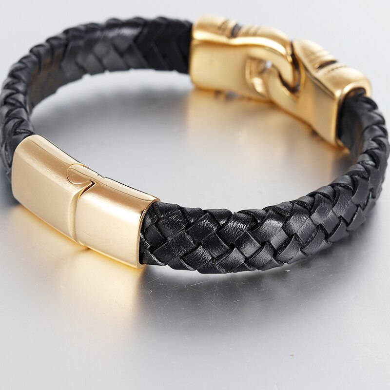 Charm Leather Bracelet For Women Stainless Steel 19cm,21cm size Genuine Leather