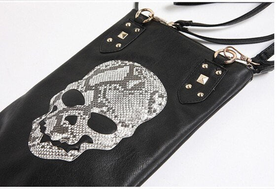 Hot 2019 New Punk Black Skull Face Designer PU leather Handbags