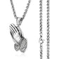 Male Stainless Steel Link Chain Round Circle Cross Pendant Necklace