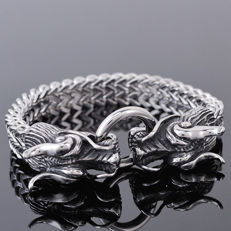 Double Dragon Head Men Bracelet For Man Friendship Mens Bracelets