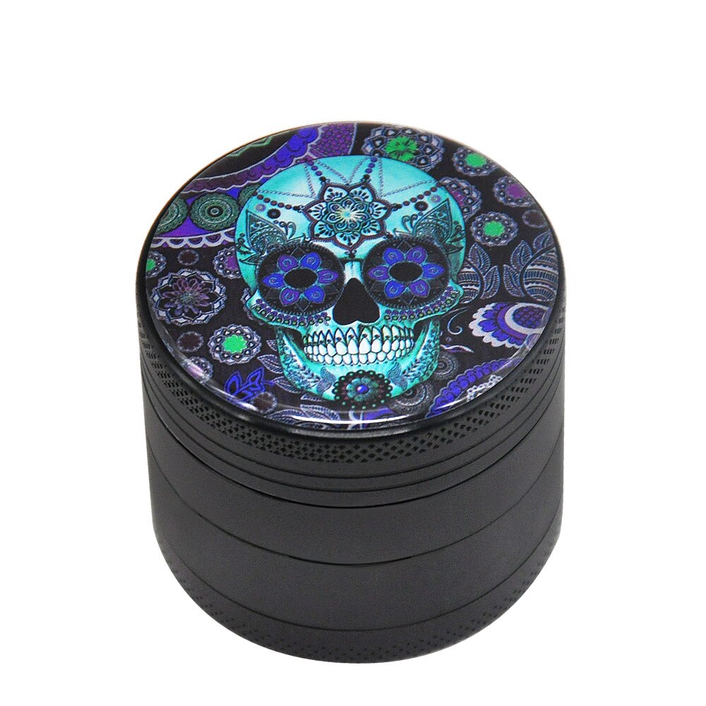 Sugar Skull Series Aluminum Herb Grinder 50MM 4 Piece Metal Tobacco Grinder  Grinders Crusher Smoke  Accessories