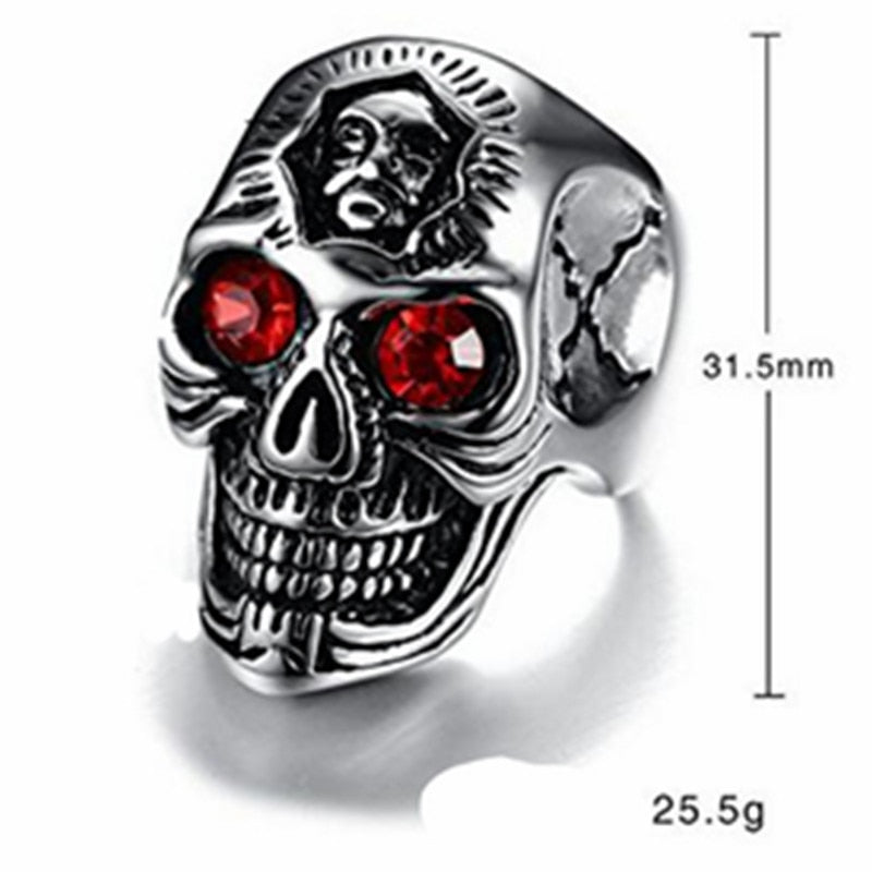 Red Eye Skull Ring For Men Punk Gothic Finger stainless steel jewelry