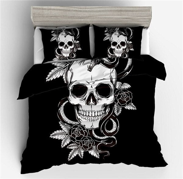 Halloween Fashion Sugar Skull Bedding Set Floral Bed Duvet Cover