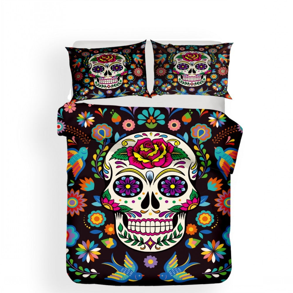 3pcs Sugar Skulls Microfiber Boys Duvet Cover Bedding