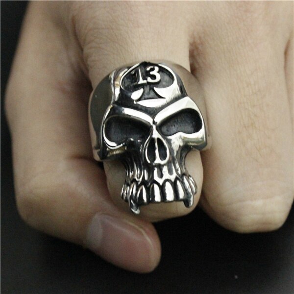 Spade Skull Ring Band Party Motor Biker Club Ring