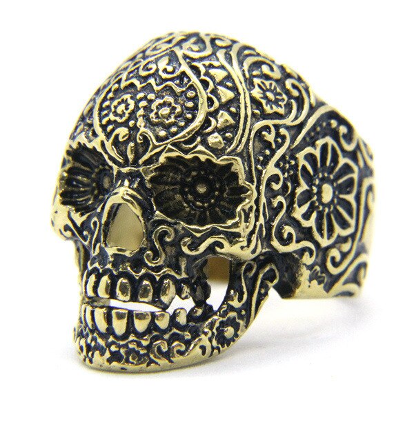 2018 Flowers Skull Ghost Ring 316L Stainless Steel