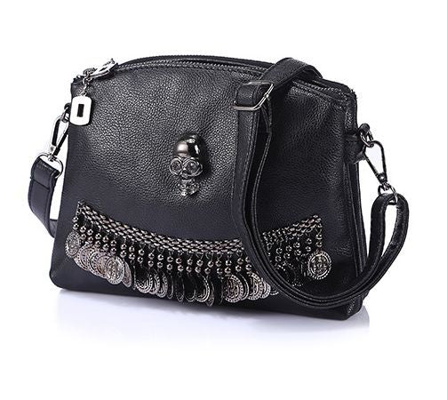 2019 designer women tassel skull chain bag PU