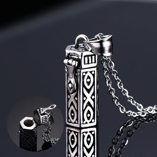 Men Necklaces Tubular Openable Remembrance Jewelry Stainless Steel