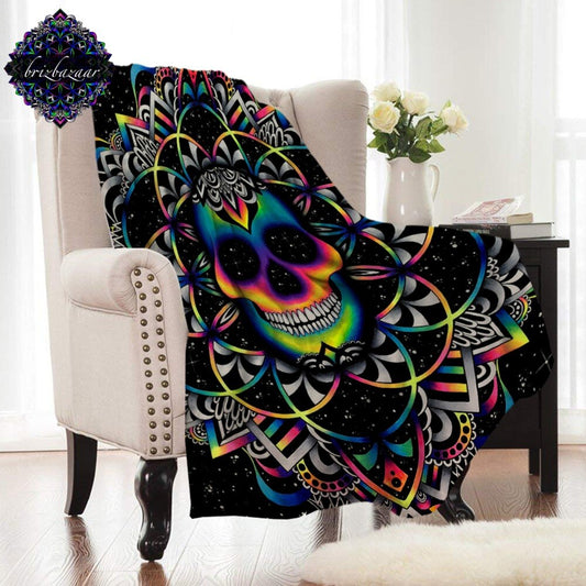 Chaos By Brizbazaar Flannel Blanket Gothic Skull Coral Fleece Bed Blanket