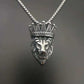 Punk Rock Titanium Steel Crown Lion Head Men Pendants Necklaces
