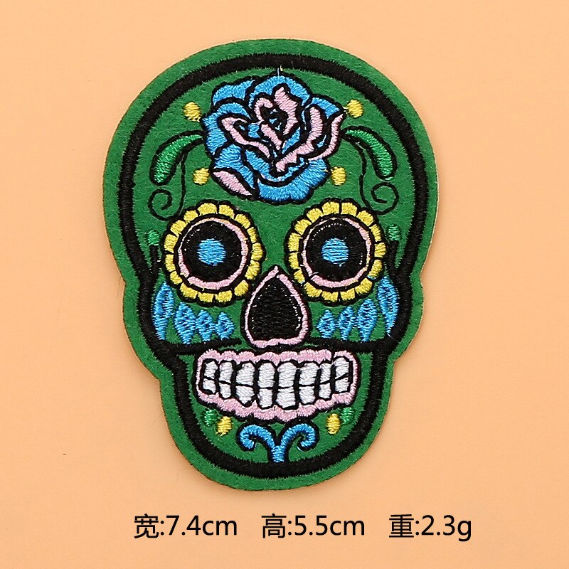 Embroidered Patches Sugar Skull Patch Mexico Day of the Dead Iron On Fabric Badges DIY Sewing Applique for Jackets Jeans