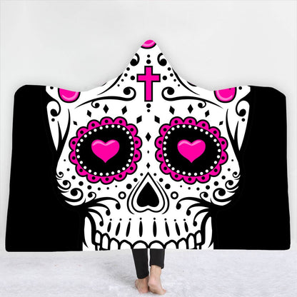 Unique Customized Skull Girl Print Hooded Blanket Day of the Dead