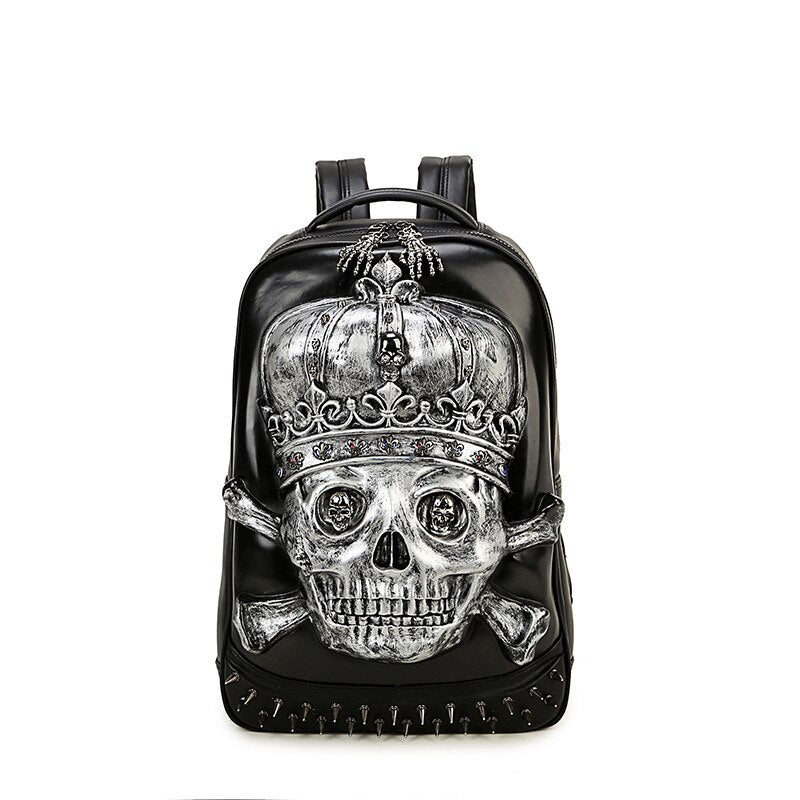 Fire skull head 3D shoulder backpacks skeleton print school bags