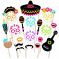 21Pcs/set Mexican Mask Photo Props Halloween Day Colored Skull Head