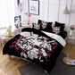 Sugar Skull Bedding Set Hot Pink Flower With Pistol Duvet Cover