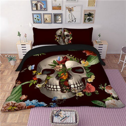 Rose sugar skull printed Bedding Set for comforter Queen King