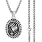 Male Stainless Steel Link Chain Round Circle Cross Pendant Necklace