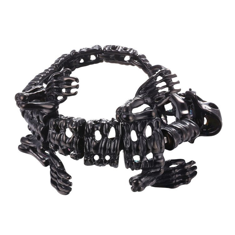 Dinosaur Skeleton Bracelet Black Gold Color 3D T Rex Tyrannosaurus