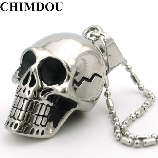 Black Stainless Steel Pendant Skull Necklace Men Jewelry