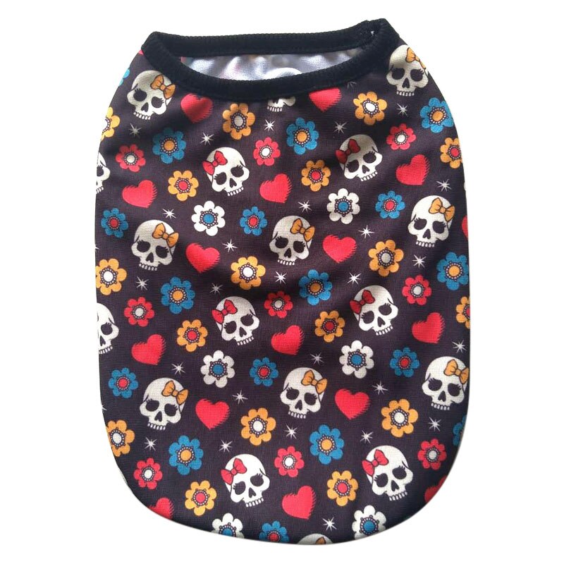 Pet Dog Vest Clothes Cartoon Skull Vest Clothes For Dogs Cat T-shirt
