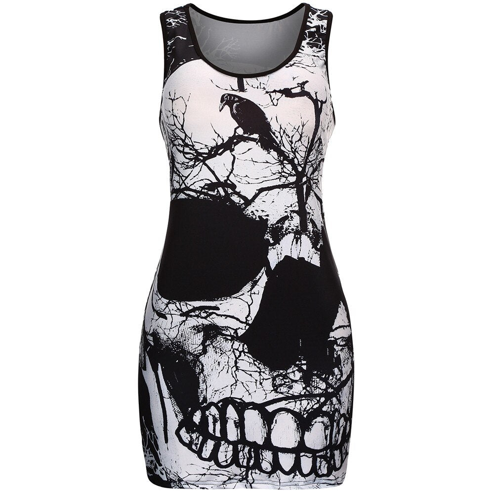 Women's Dress Summer 2019 Plus Size sleeveless Skull