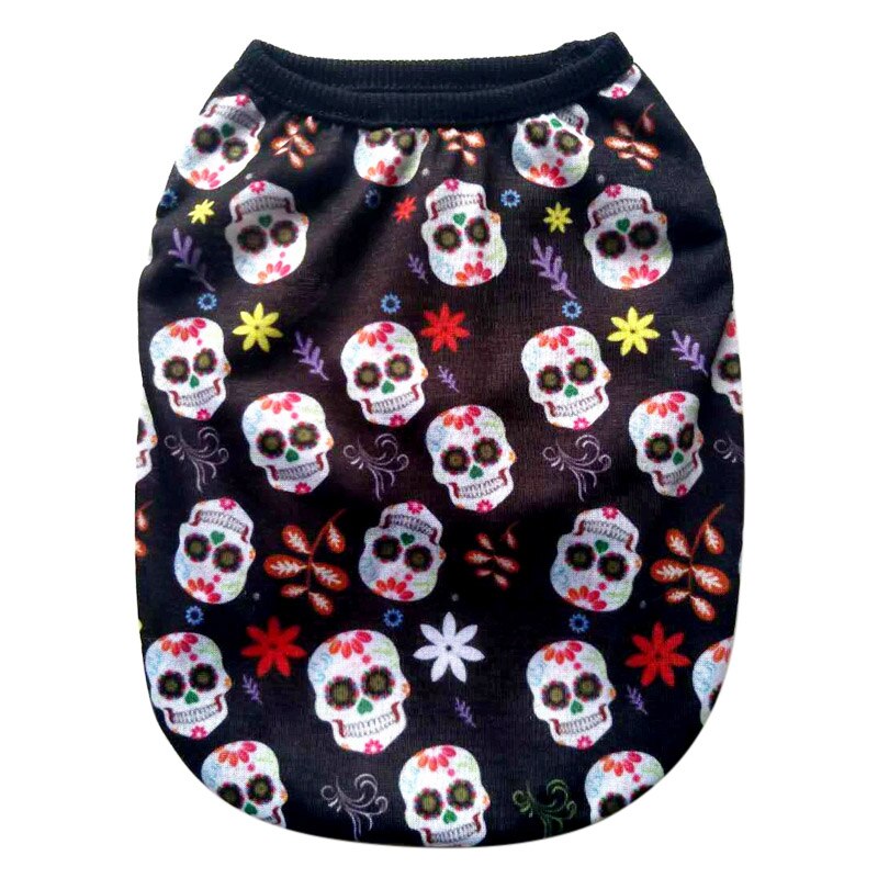 Pet Dog Vest Clothes Cartoon Skull Vest Clothes For Dogs Cat T-shirt
