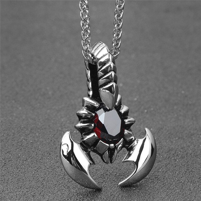 Red Crystal Scorpion Statement Necklace & Pendant Stainless Steel