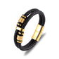 Punk Genuine Leather Bracelet Double Layer Black Gold