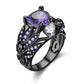 Punk Ring For Women Purple Crystal CZ Skull Rings Black Gold