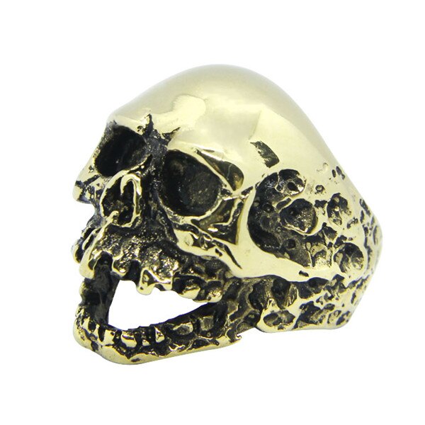 Stainless Steel Small Black Gold Retro Death Skull Ring Vintage