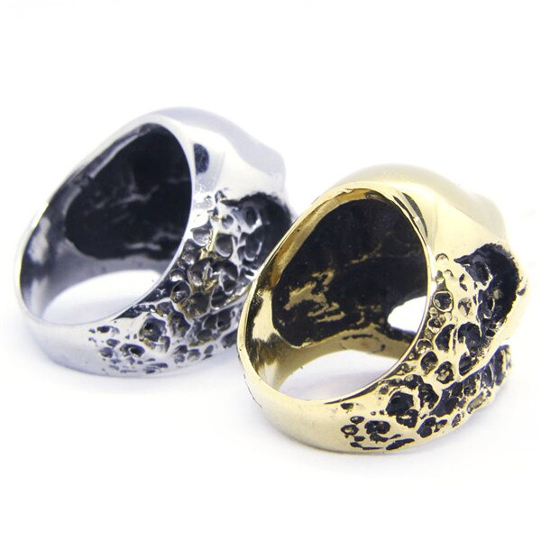 Stainless Steel Small Black Gold Retro Death Skull Ring Vintage