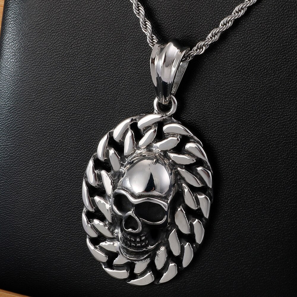 Gothic Mens Necklaces Solid Stainless Steel Skull Pendants