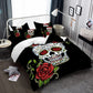 New Sugar Skull Bedding Set Rose Floral Duvet Cover Set Polyester Bedding Bedroom