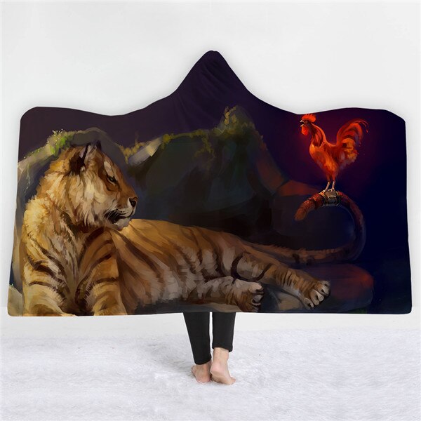 Tiger design Blankets hats keep warm sofa blankets comfortable soft twin