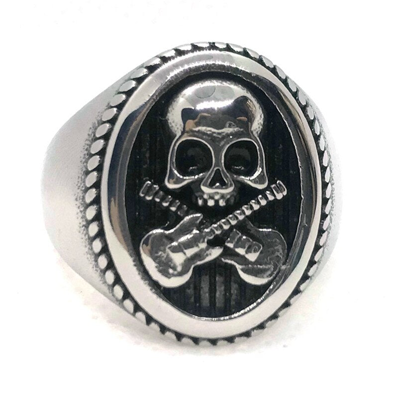 Stainless Steel Band Party Punk Skull Ring