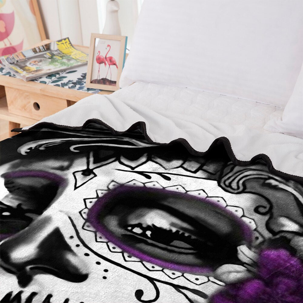 3D Banket skull face design Thin Quilt Bedspread 150x200cm Fleece Throw Blankets