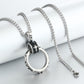 Male Stainless Steel Link Chain Round Circle Cross Pendant Necklace