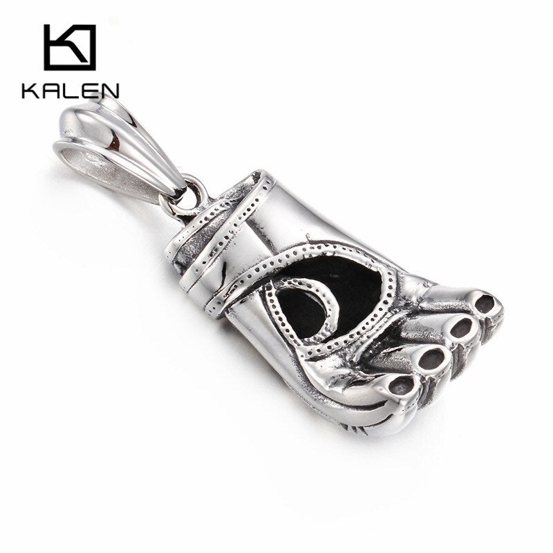 Stainless Steel High Quality Boxing Glove Pendant Long Chain Necklace