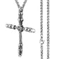 Male Stainless Steel Link Chain Round Circle Cross Pendant Necklace